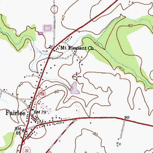 Topographic Map of Fairlee Census Designated Place, MD