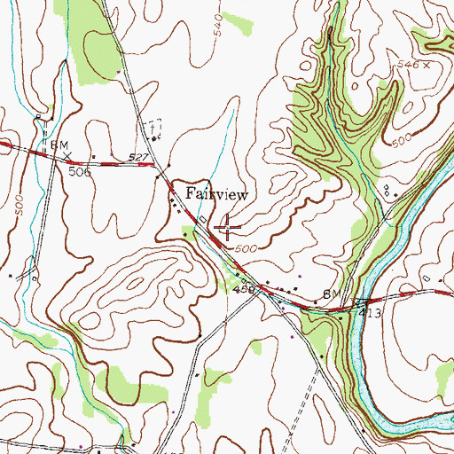 Topographic Map of Fairview Census Designated Place, MD
