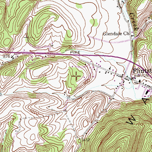 Topographic Map of Flintstone Census Designated Place, MD