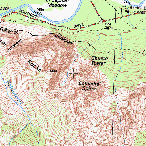 Topographic Map of Church Tower, CA