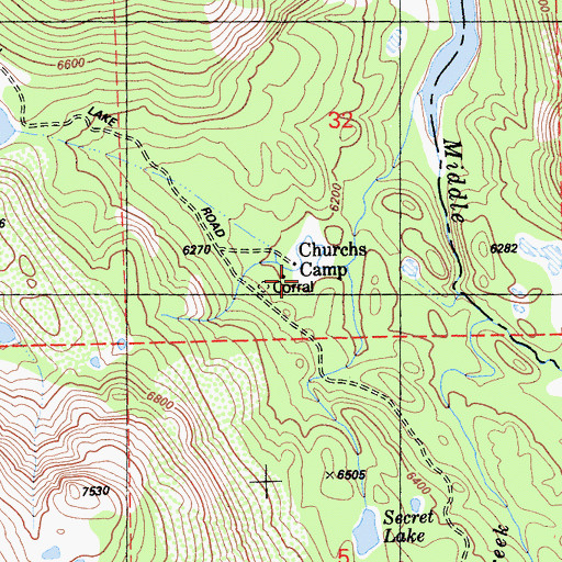 Topographic Map of Churchs Camp, CA