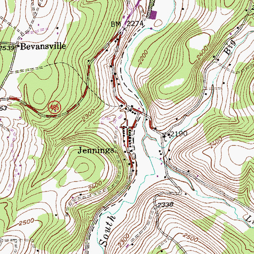 Topographic Map of Jennings Census Designated Place, MD