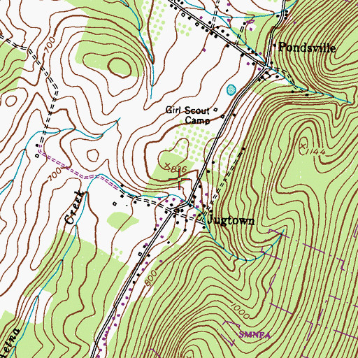 Topographic Map of Jugtown Census Designated Place, MD