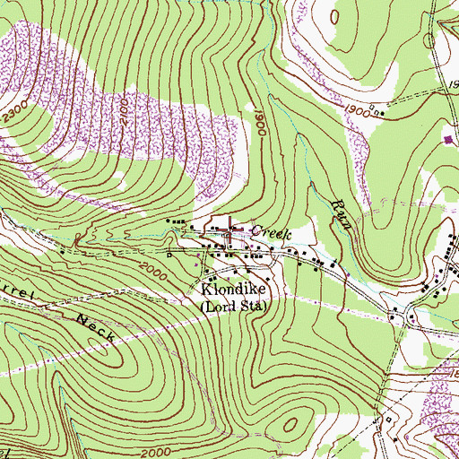 Topographic Map of Klondike Census Designated Place, MD