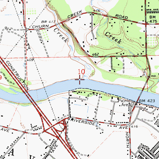 Topographic Map of Churn Creek, CA