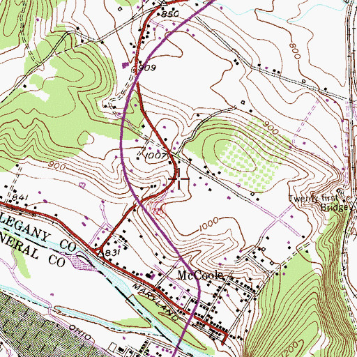 Topographic Map of McCoole Census Designated Place, MD