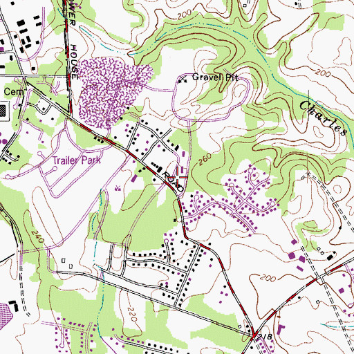 Topographic Map of Melwood Census Designated Place, MD