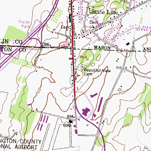 Topographic Map of Middleburg Census Designated Place, MD