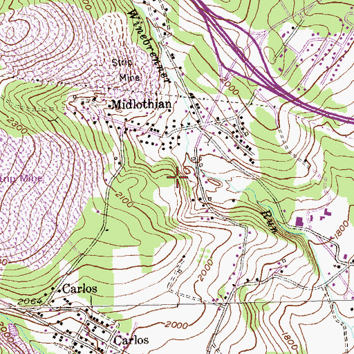 Topographic Map of Midlothian Census Designated Place, MD