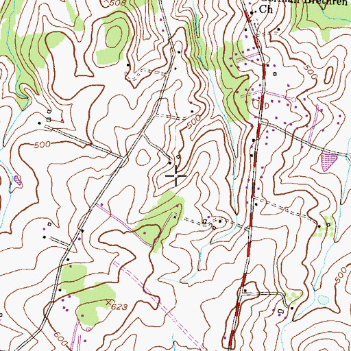 Topographic Map of Monrovia Census Designated Place, MD
