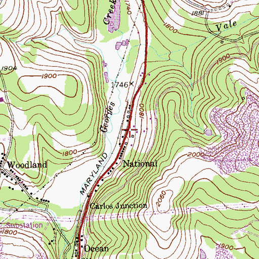 Topographic Map of National Census Designated Place, MD