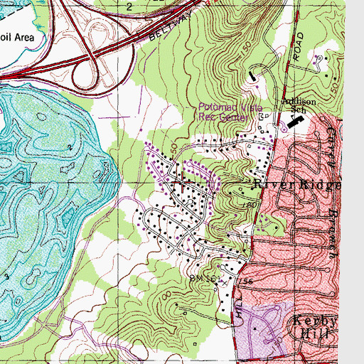 Topographic Map of National Harbor Census Designated Place, MD
