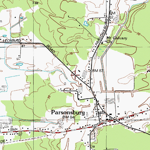 Topographic Map of Parsonsburg Census Designated Place, MD