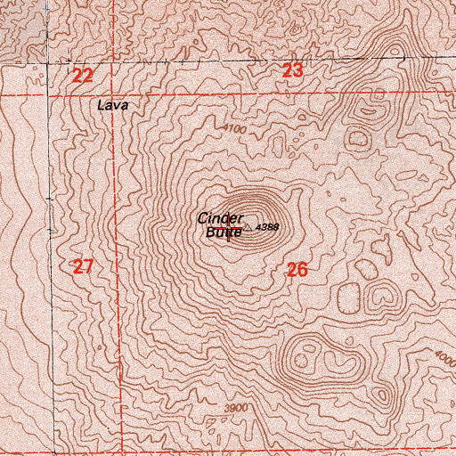 Topographic Map of Cinder Butte, CA