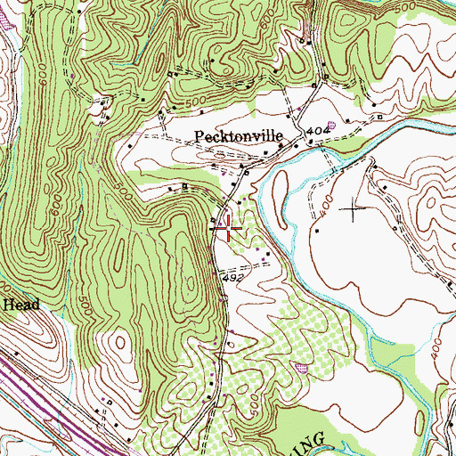 Topographic Map of Pecktonville Census Designated Place, MD