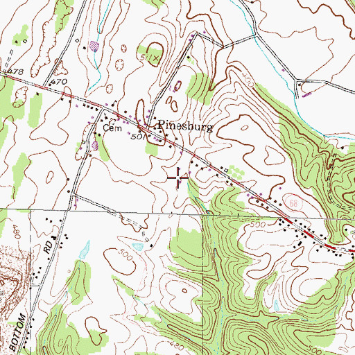 Topographic Map of Pinesburg Census Designated Place, MD