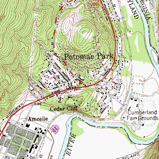 Topographic Map of Potomac Park Census Designated Place, MD