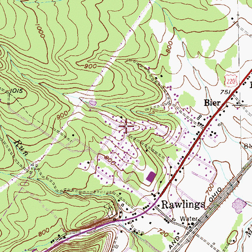 Topographic Map of Rawlings Census Designated Place, MD
