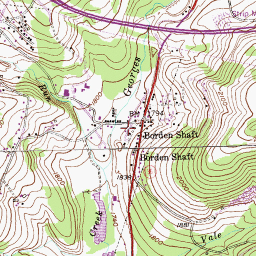 Topographic Map of Shaft Census Designated Place, MD