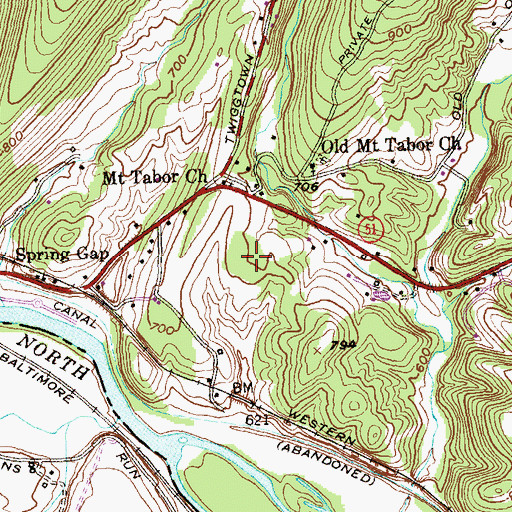 Topographic Map of Spring Gap Census Designated Place, MD