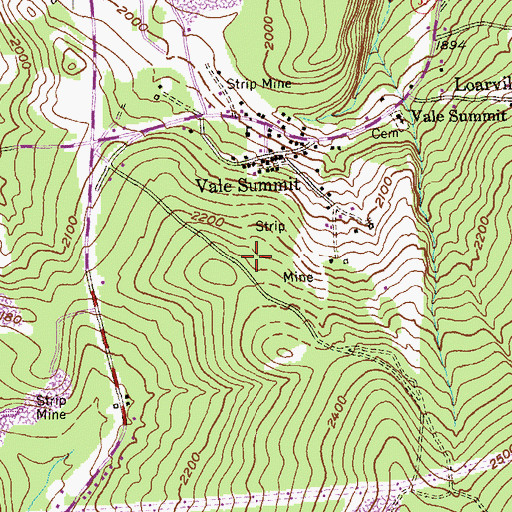 Topographic Map of Vale Summit Census Designated Place, MD