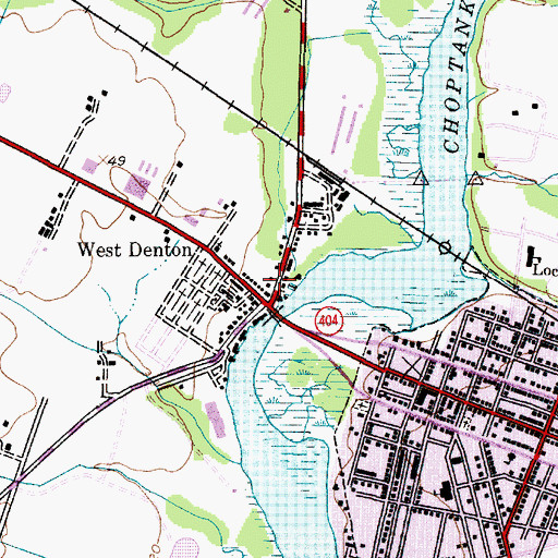 Topographic Map of West Denton Census Designated Place, MD