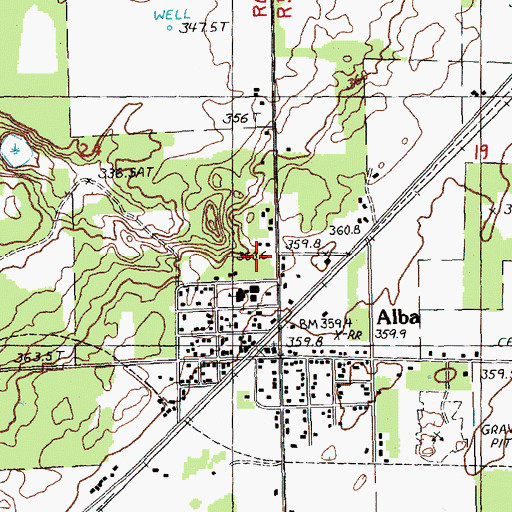 Topographic Map of Alba Census Designated Place, MI