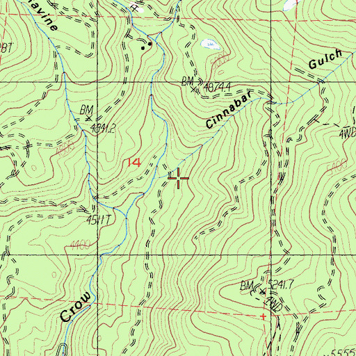 Topographic Map of Cinnabar Gulch, CA