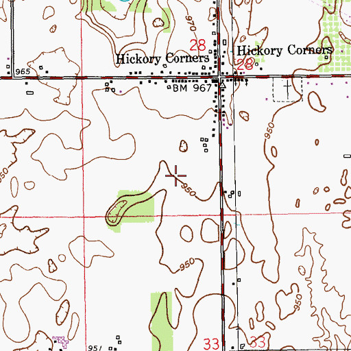 Topographic Map of Hickory Corners Census Designated Place, MI