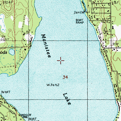 Topographic Map of Manistee Lake Census Designated Place, MI