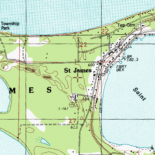 Topographic Map of Saint James Census Designated Place, MI
