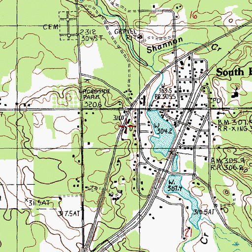 Topographic Map of South Boardman Census Designated Place, MI
