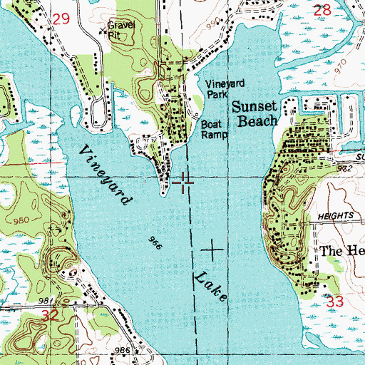 Topographic Map of Vineyard Lake Census Designated Place, MI