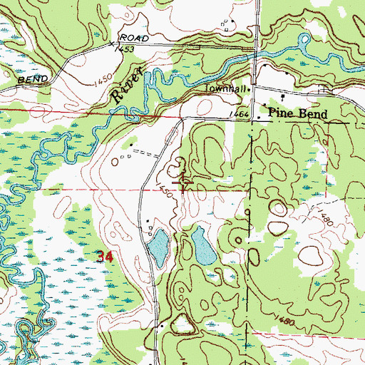 Topographic Map of Pine Bend Census Designated Place, MN