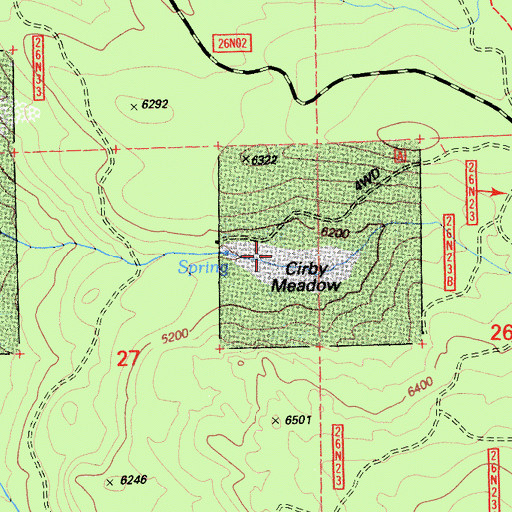 Topographic Map of Cirby Meadow, CA