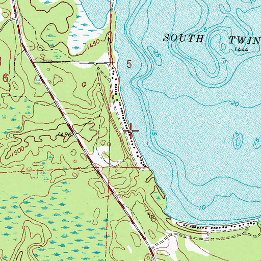 Topographic Map of Twin Lakes Census Designated Place, MN