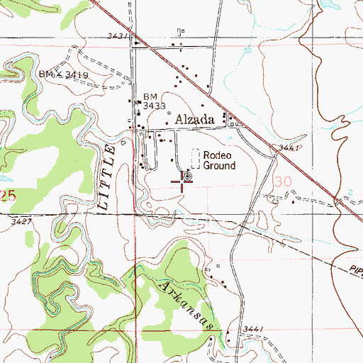 Topographic Map of Alzada Census Designated Place, MT