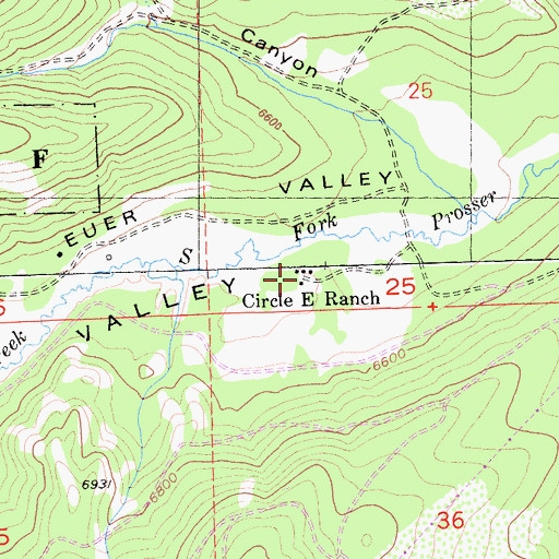 Topographic Map of Circle E Ranch, CA