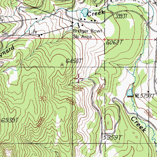 Topographic Map of Bridger Census Designated Place, MT