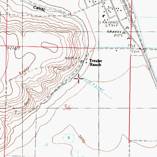 Topographic Map of Bynum Census Designated Place, MT
