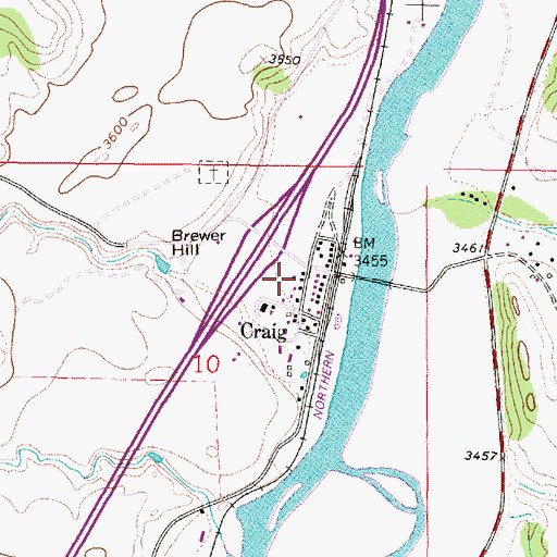 Topographic Map of Craig Census Designated Place, MT