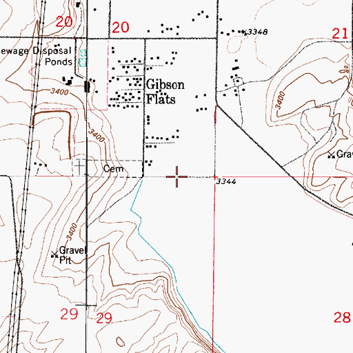 Topographic Map of Gibson Flats Census Designated Place, MT
