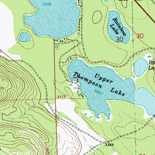 Topographic Map of Happys Inn Census Designated Place, MT