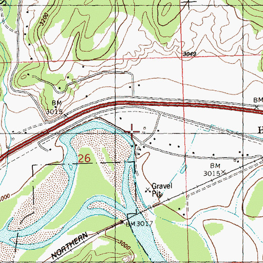 Topographic Map of Huson Census Designated Place, MT