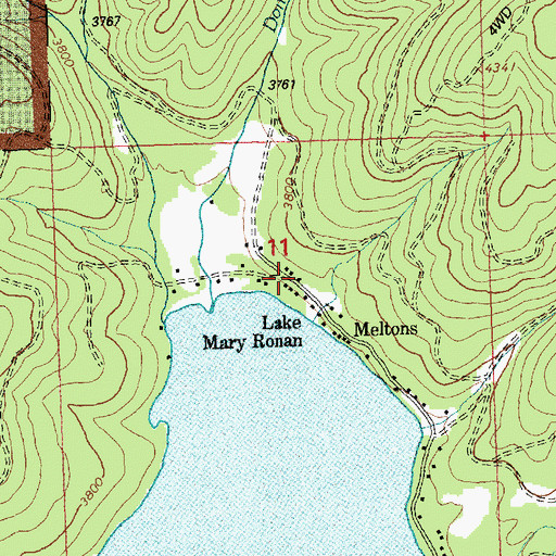 Topographic Map of Lake Mary Ronan Census Designated Place, MT