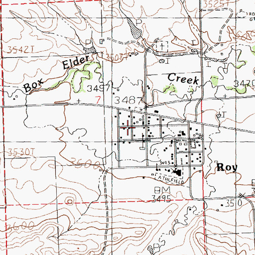 Topographic Map of Roy Census Designated Place, MT