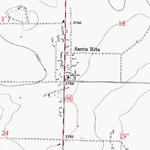 Topographic Map of Santa Rita Census Designated Place, MT