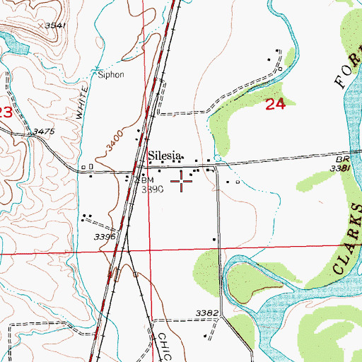 Topographic Map of Silesia Census Designated Place, MT
