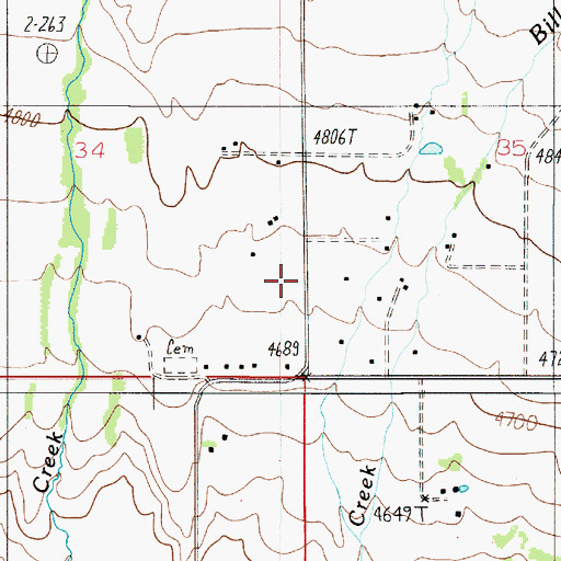 Topographic Map of Springhill Census Designated Place, MT