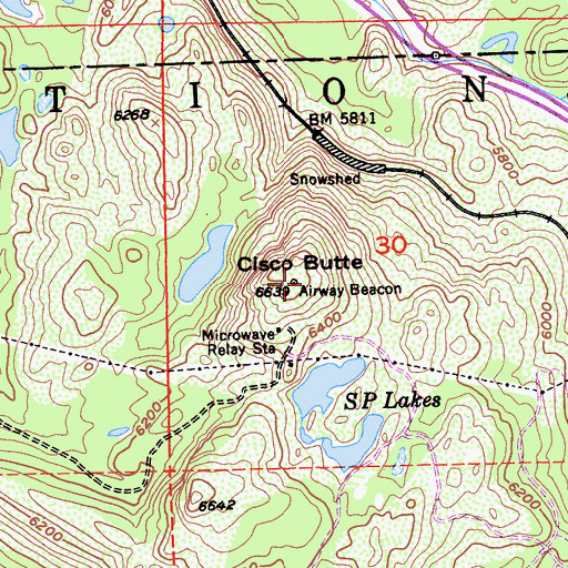 Topographic Map of Cisco Butte, CA